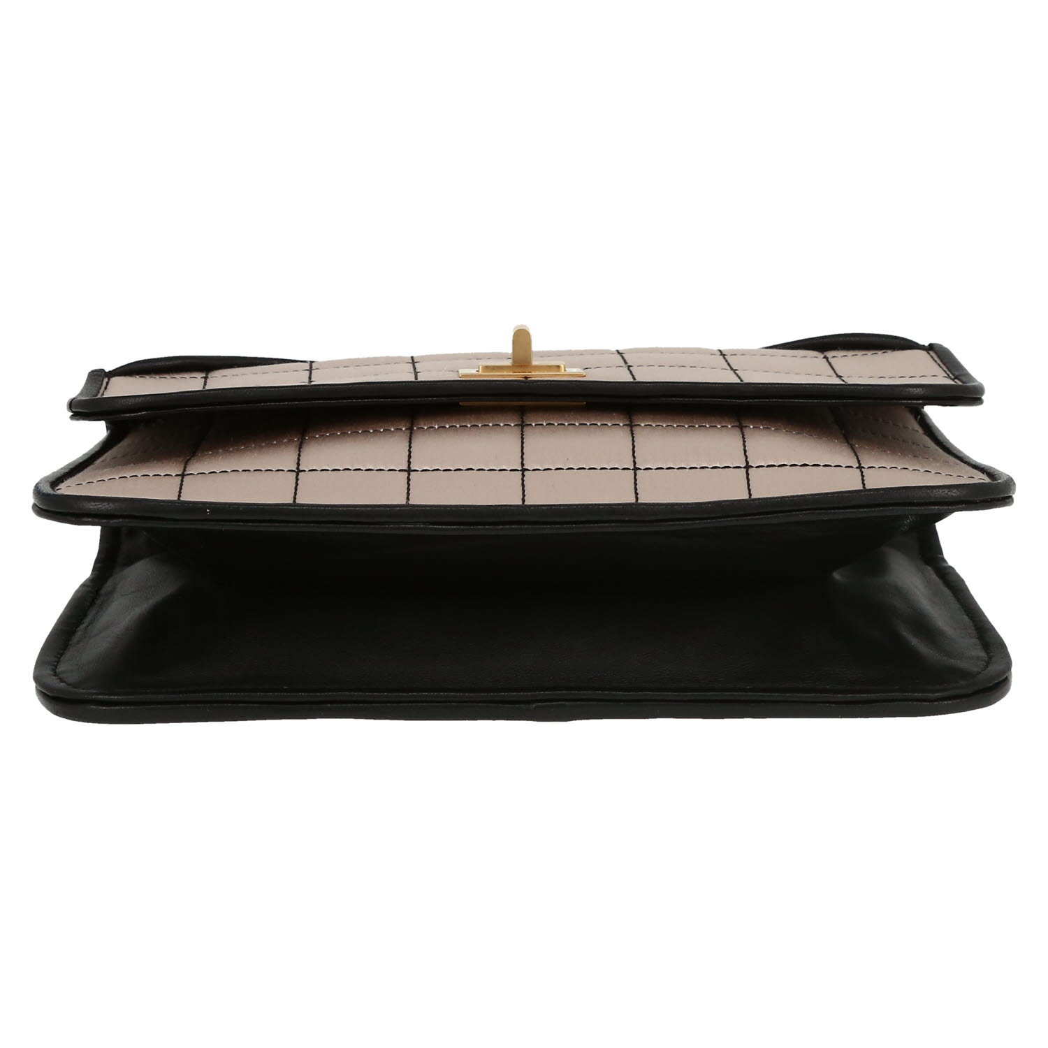 Bolso de mano Chanel   en satén beige y cuero negro - Detail D1