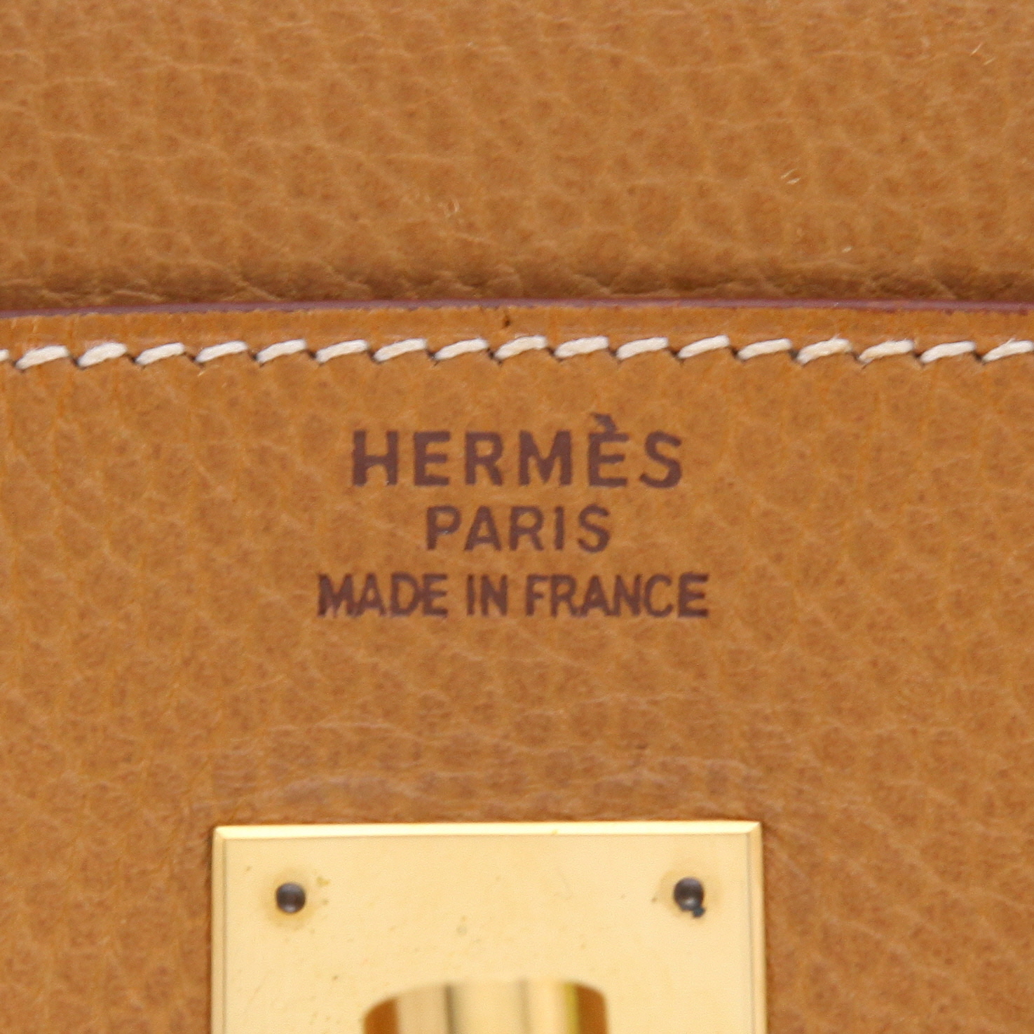 Bolso de mano Hermès  Birkin 40 cm en cuero color oro - Detail D2