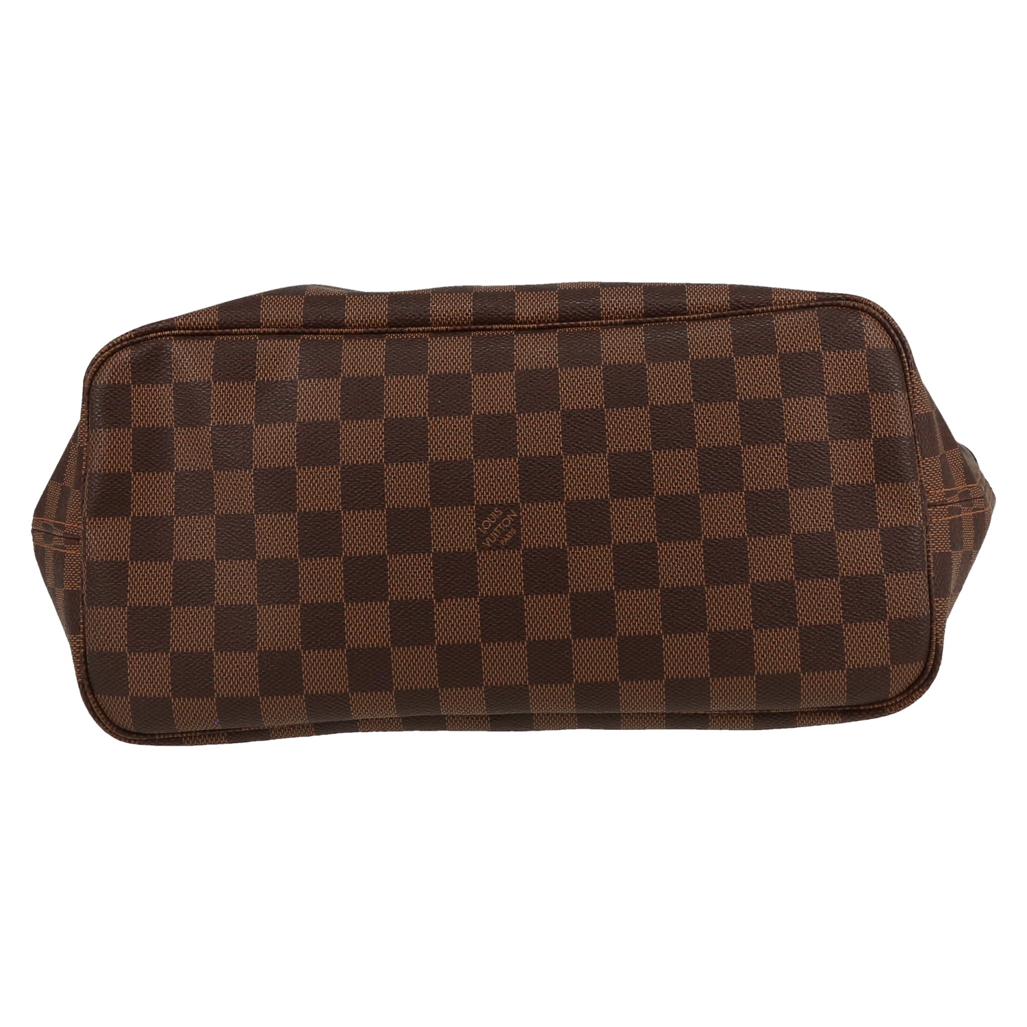 Shopping bag Louis Vuitton  Neverfull in tela a scacchi ebana e pelle marrone - Detail D1