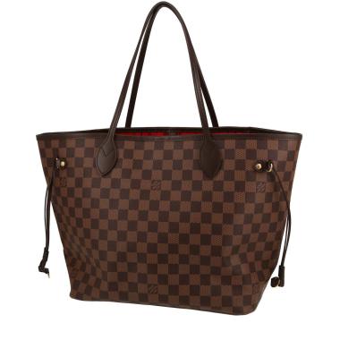 Sac cabas Louis Vuitton  Neverfull en toile damier ébène et cuir marron