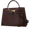 Hermès  Kelly 32 cm handbag  in brown crocodile - 00pp thumbnail