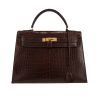 Hermès  Kelly 32 cm handbag  in brown crocodile - 360 thumbnail