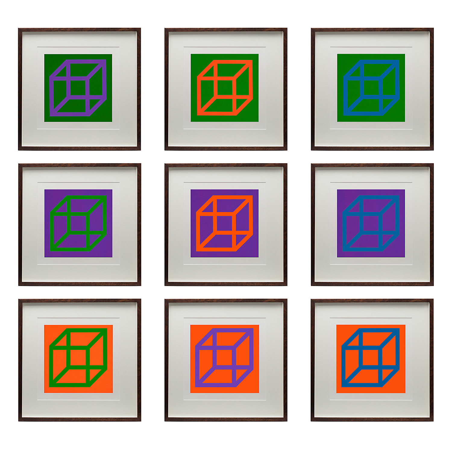 Sol LeWitt (1928-2007), Open Cube in Color on Color, complete suite of 30 linocuts (K. 2003.04) - 2003 - Detail D1