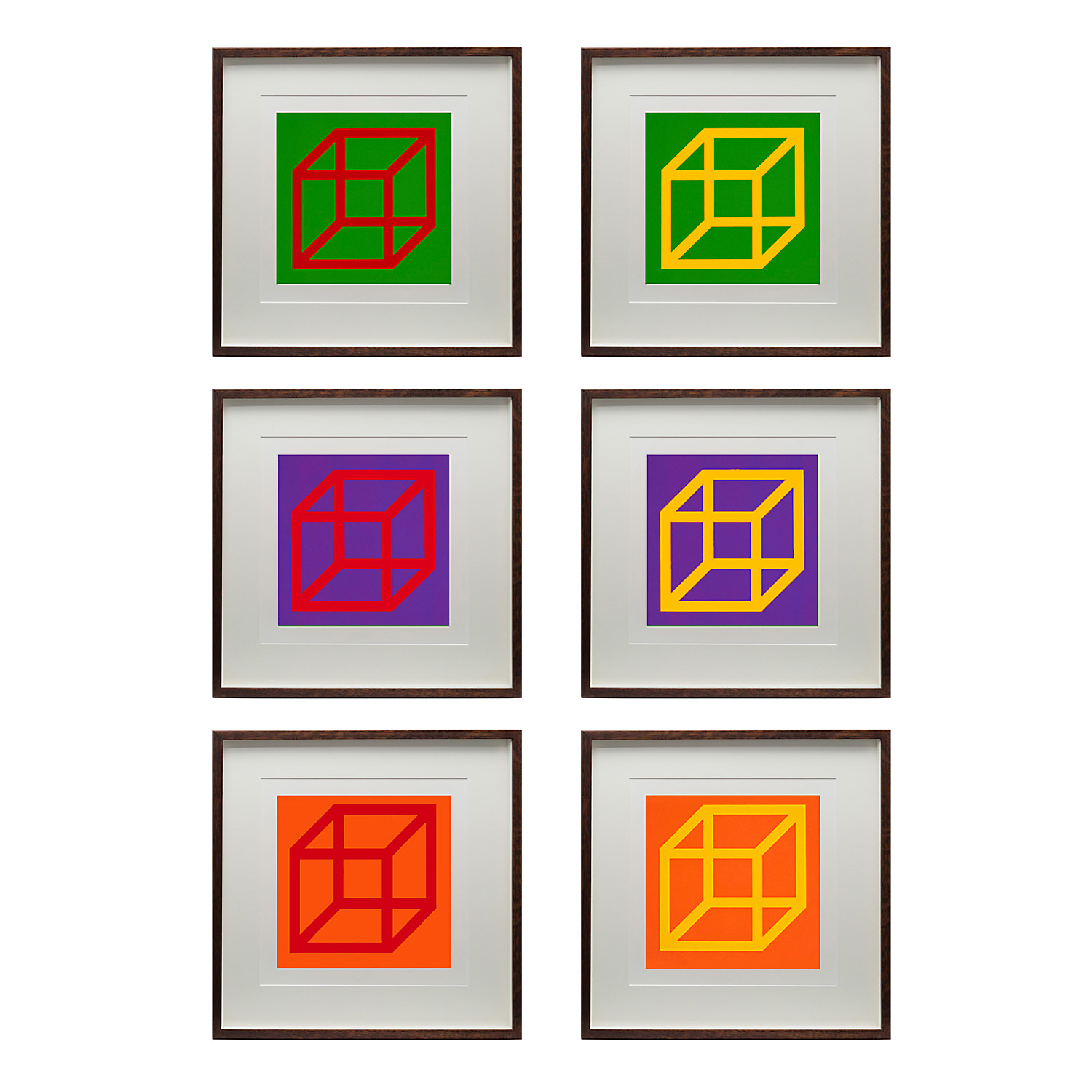 Sol LeWitt (1928-2007), Open Cube in Color on Color, suite complète de 30 linogravures (K. 2003.04) - 2003