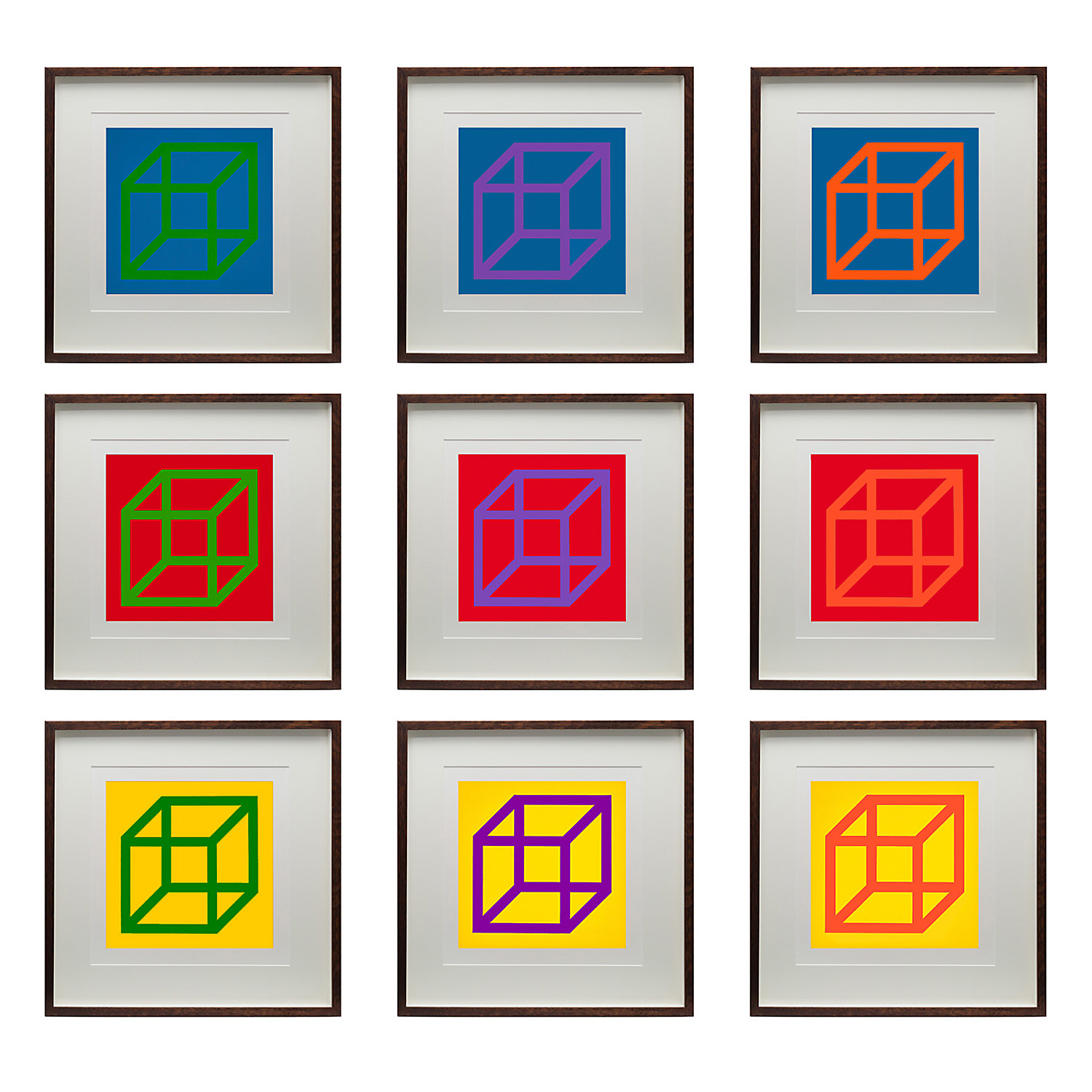 Sol LeWitt (1928-2007), Open Cube in Color on Color, complete suite of 30 linocuts (K. 2003.04) - 2003 - Detail D3