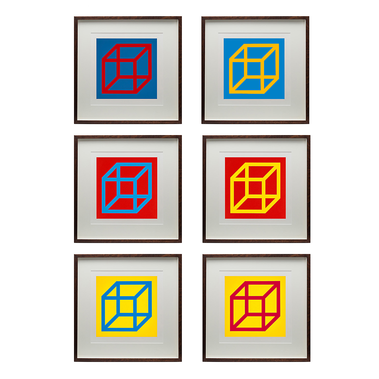 Sol LeWitt (1928-2007), Open Cube in Color on Color, suite complète de 30 linogravures (K. 2003.04) - 2003 - Detail D4