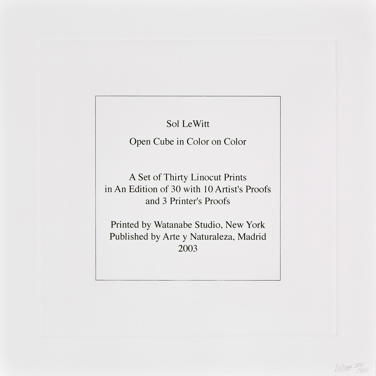 Sol LeWitt (1928-2007), Open Cube in Color on Color, suite complète de 30 linogravures (K. 2003.04) - 2003 - Detail D5