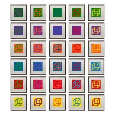 Sol LeWitt (1928-2007), Open Cube in Color on Color, suite complète de 30 linogravures (K. 2003.04) - 2003
