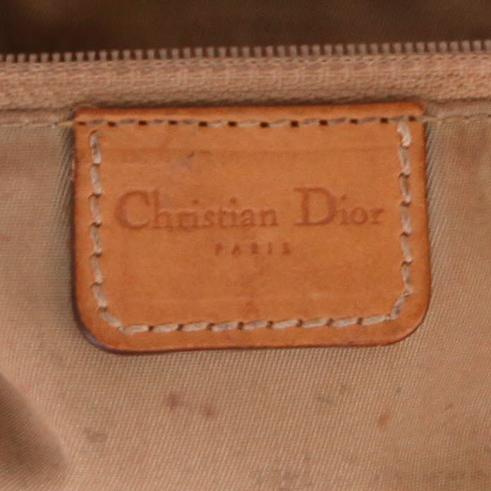 Bolso de mano Dior  Colombus en lona Monogram Oblique beige y cuero marrón - Detail D2