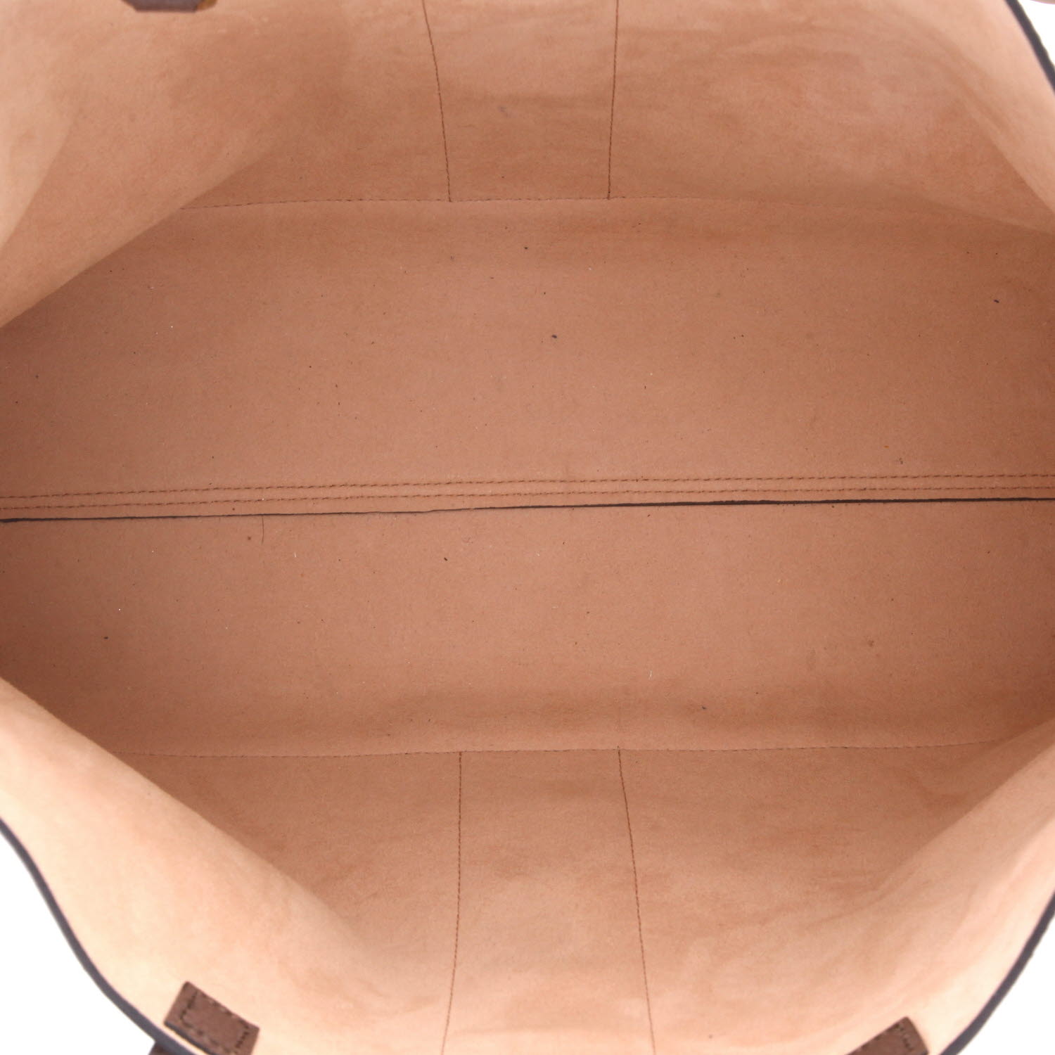 Shopping bag Gucci  Suprême GG in tela monogram cerata beige e pelle marrone - Detail D3