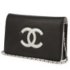Chanel  Wallet on Chain shoulder bag  in black and silver leather - 00pp thumbnail