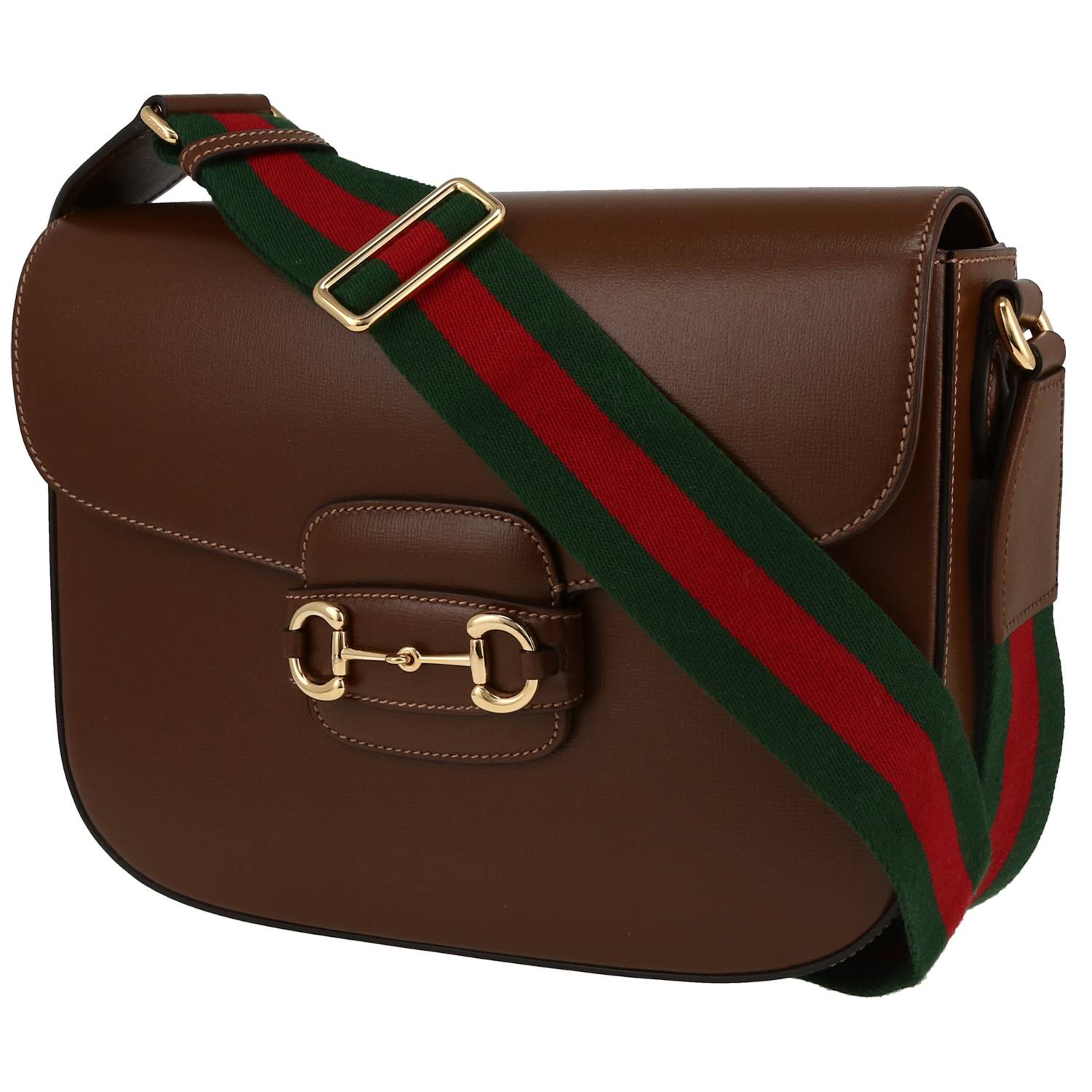 Gucci | Horsebit 1955 Embellished Leather-trimmed Coated-canvas Shoulder Bag  | Brown | One size | MILANSTYLE.COM