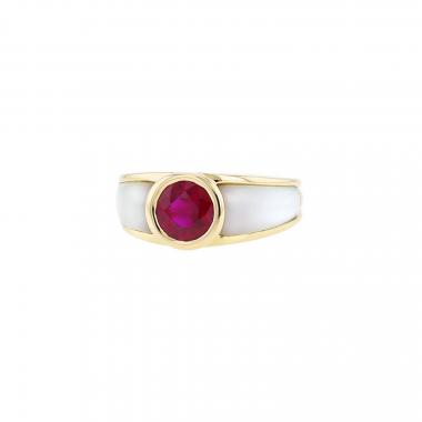 Bague Mauboussin My First Madame en or jaune, grenat et nacre