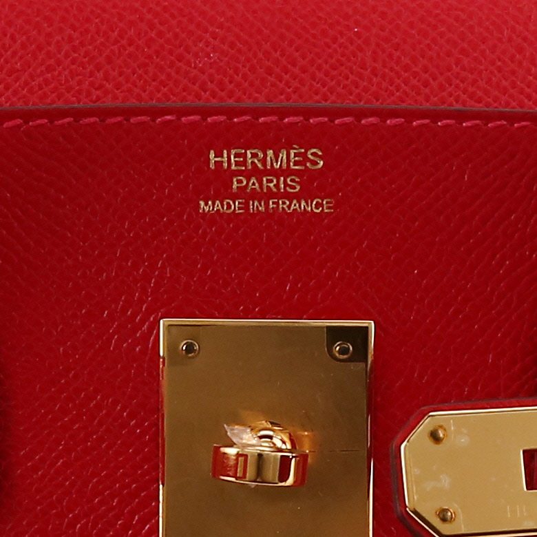 Hermès  Birkin 30 cm handbag  in red Casaque epsom leather - Detail D2