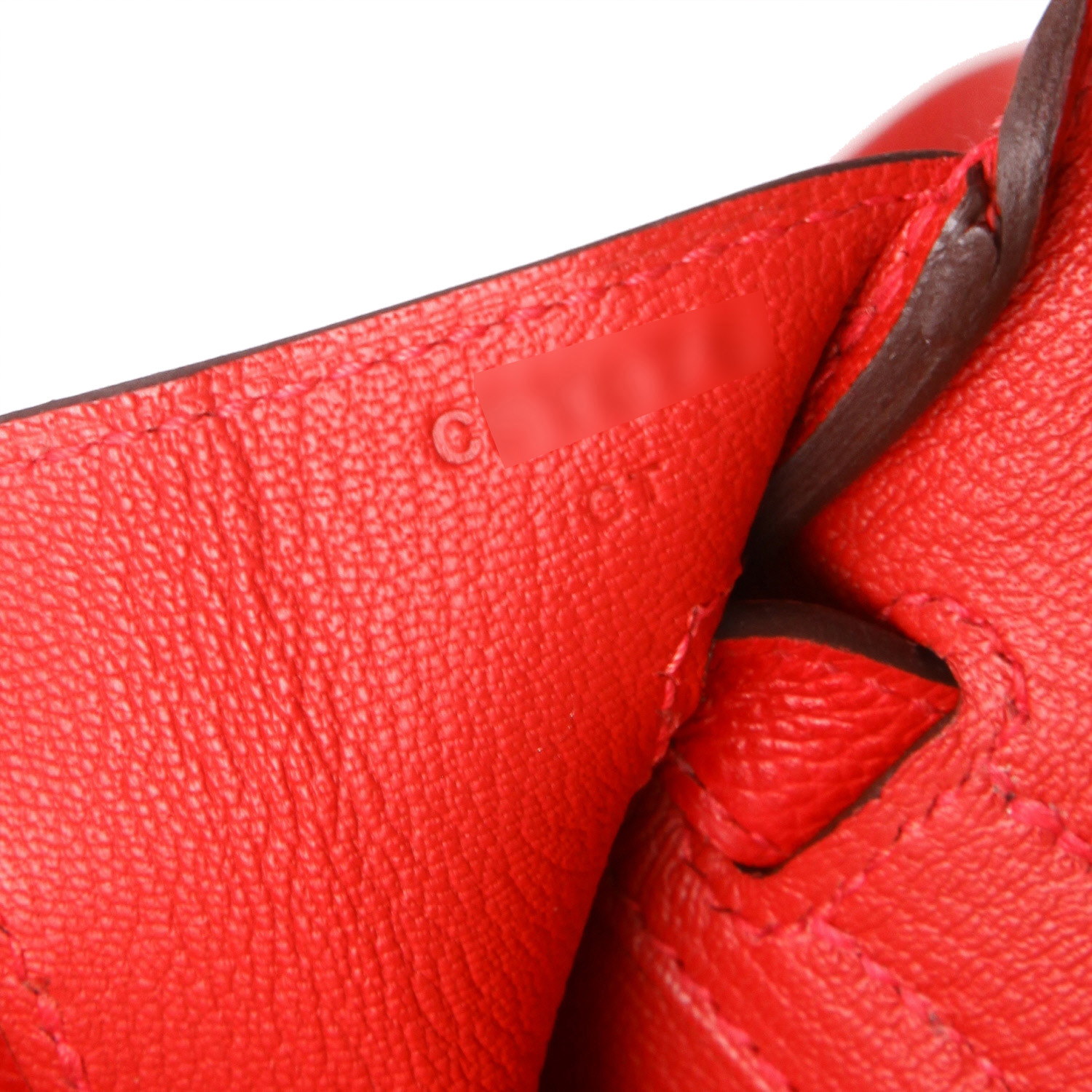 Bolso de mano Hermès  Birkin 30 cm en cuero epsom rojo Casaque - Detail D4