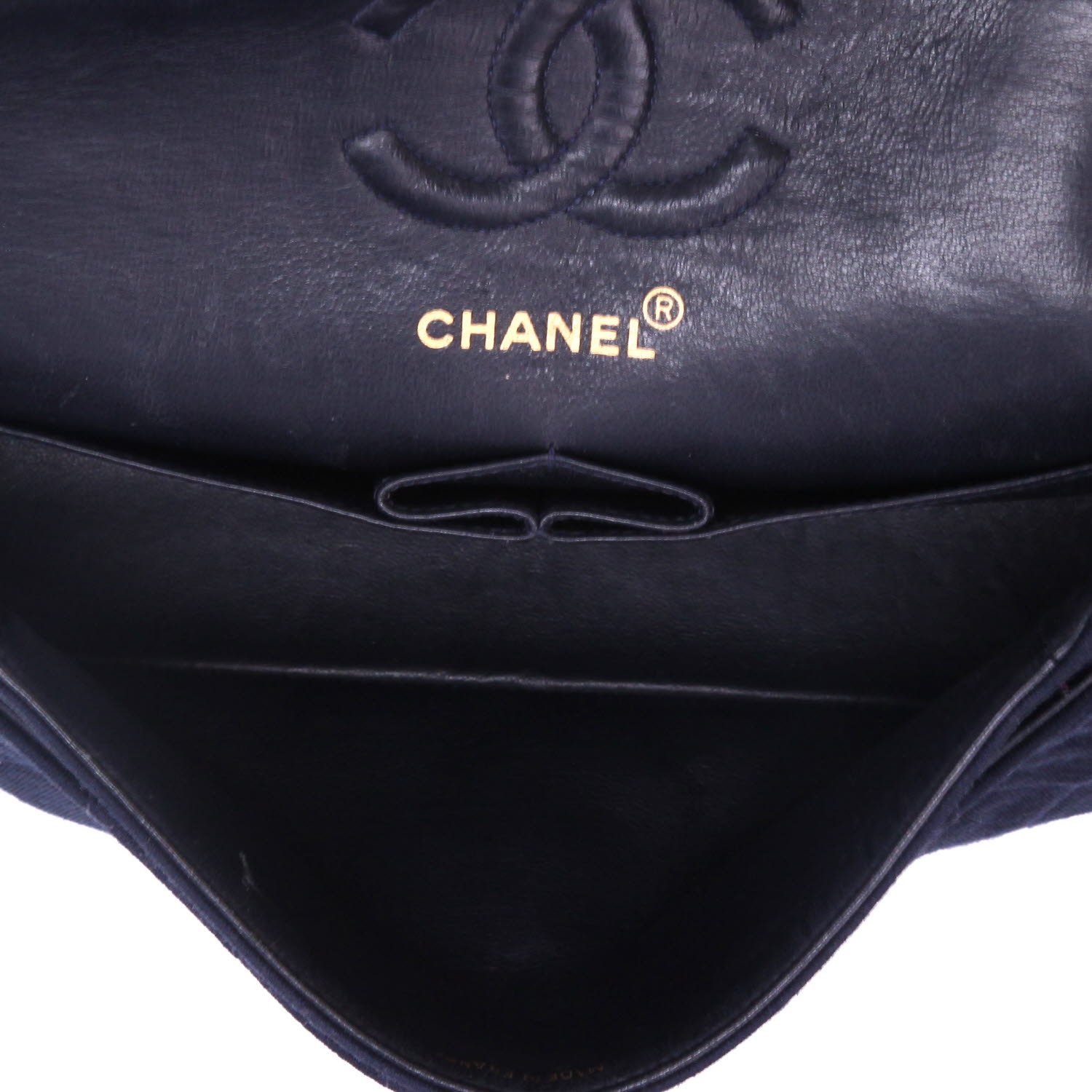 Bolso de mano Chanel  Timeless Petit en jersey acolchado azul marino - Detail D3