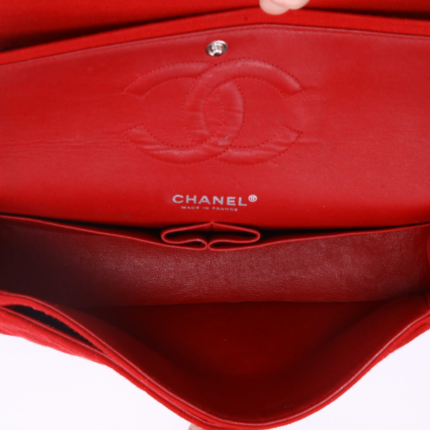 Sac à main Chanel  Timeless Classic en jersey matelassé rouge - Detail D3