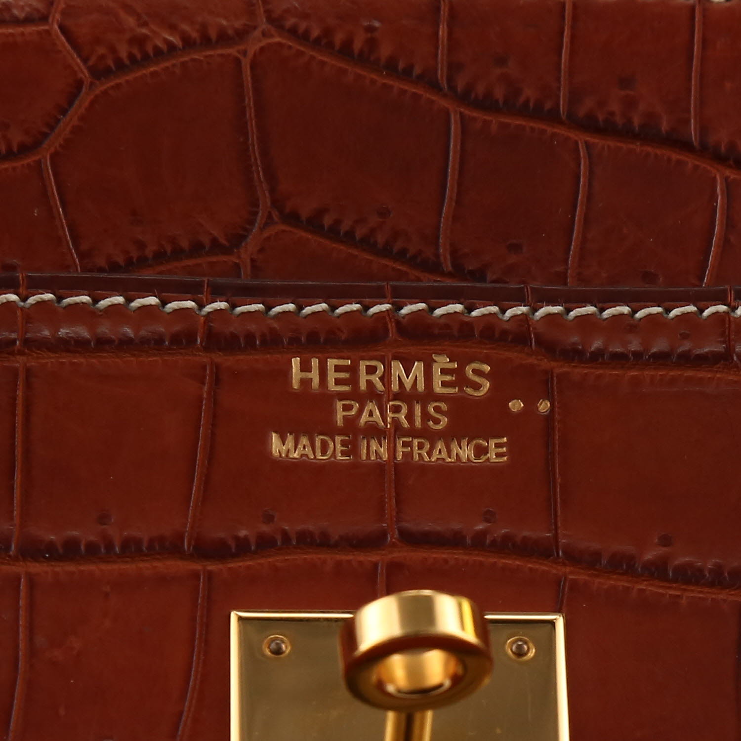 Bolso de mano Hermès  Birkin 35 cm en cocodrilo niloticus marrón - Detail D2