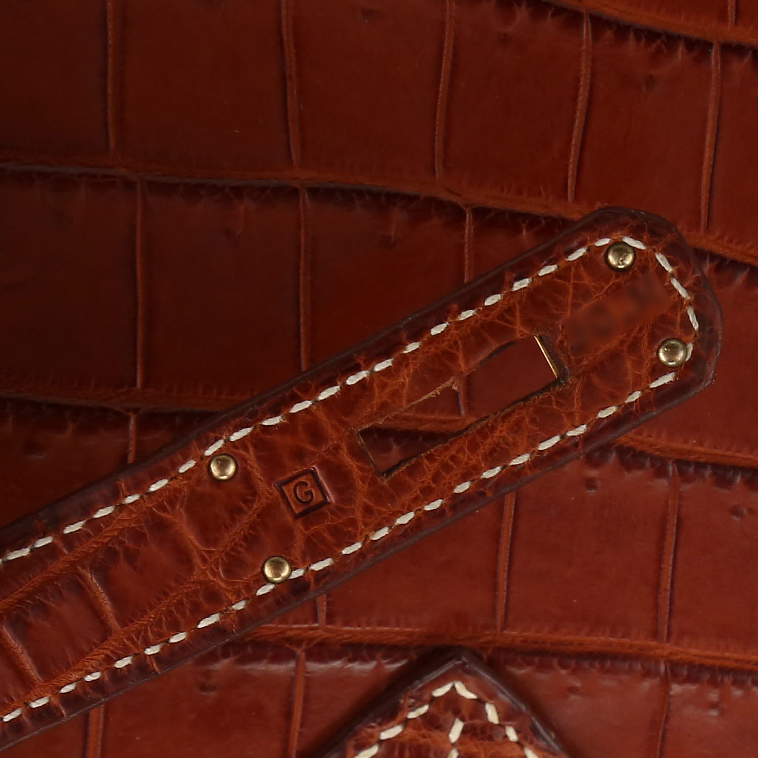 Sac à main Hermès  Birkin 35 cm en crocodile niloticus marron - Detail D3