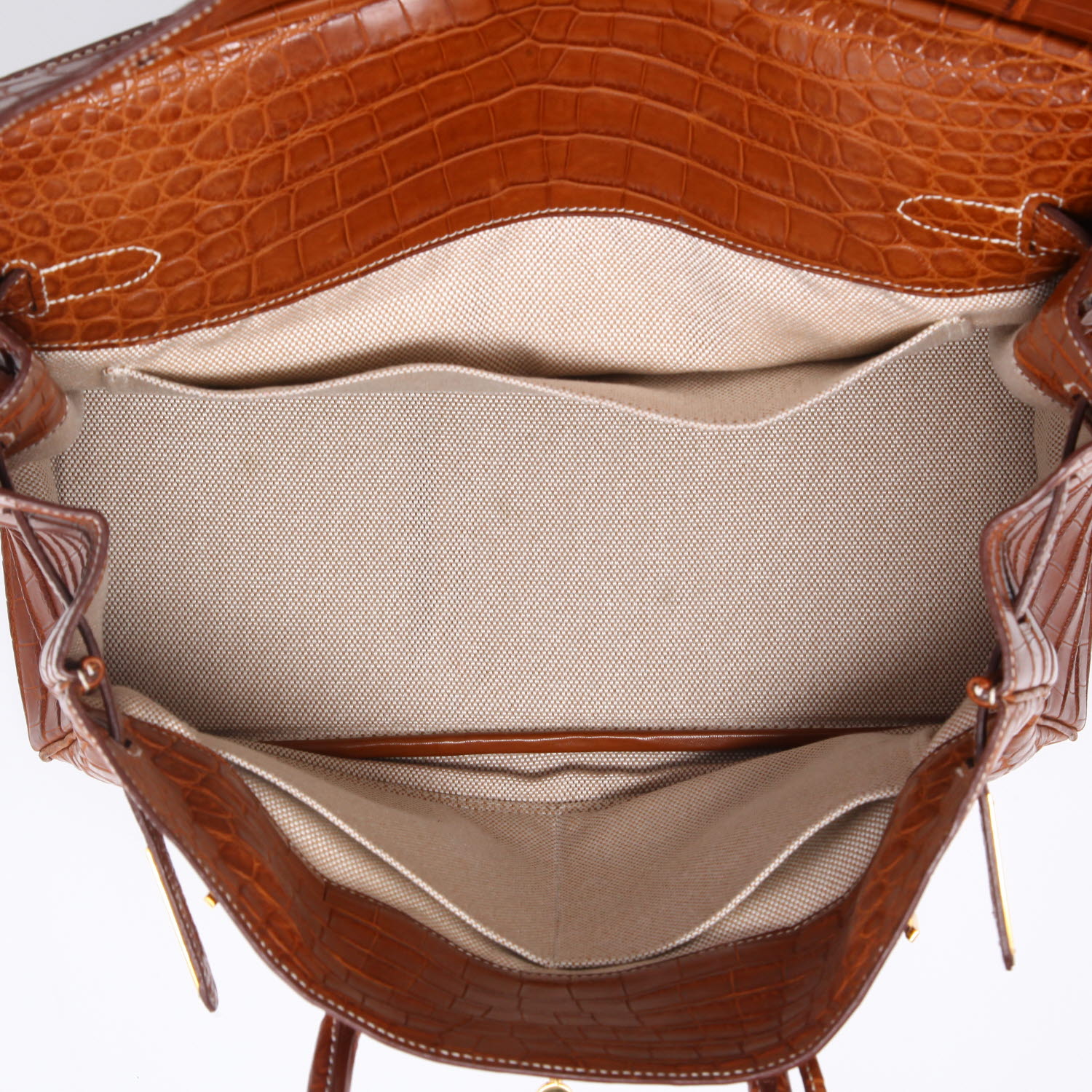 Sac à main Hermès  Birkin 35 cm en crocodile niloticus marron - Detail D4