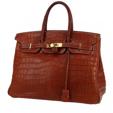 Borsa Hermès  Birkin 35 cm in coccodrillo niloticus marrone