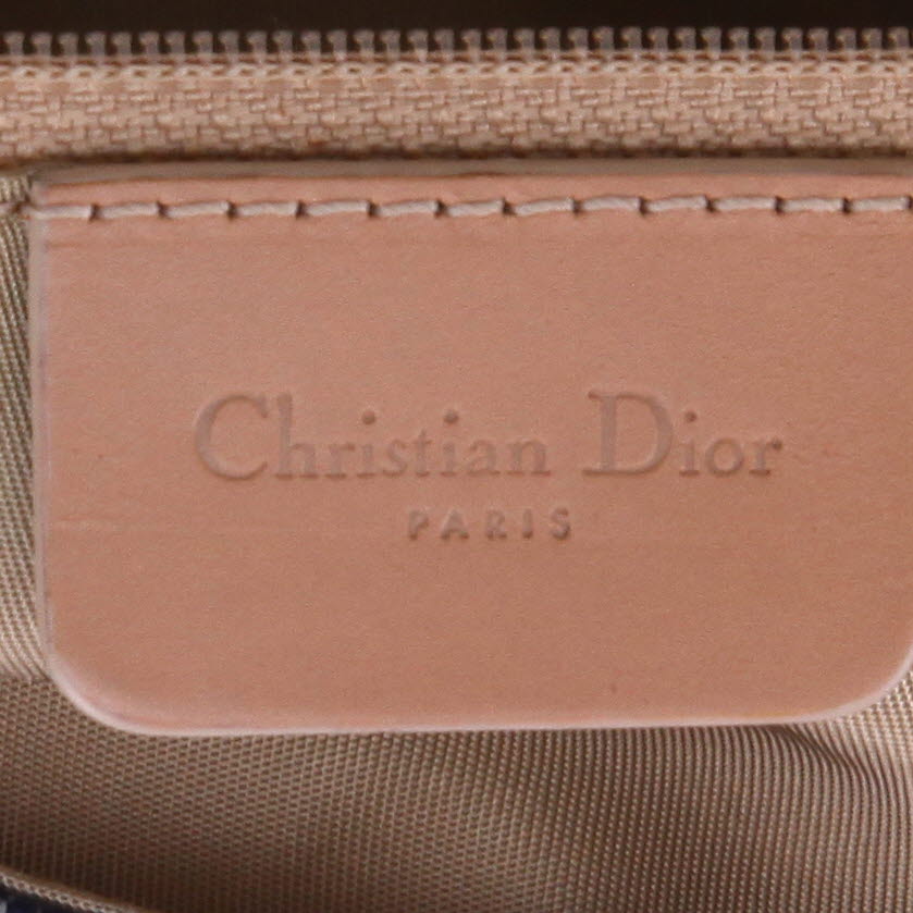 Bolso de mano Dior  Malice en lona denim azul y cuero marrón - Detail D2