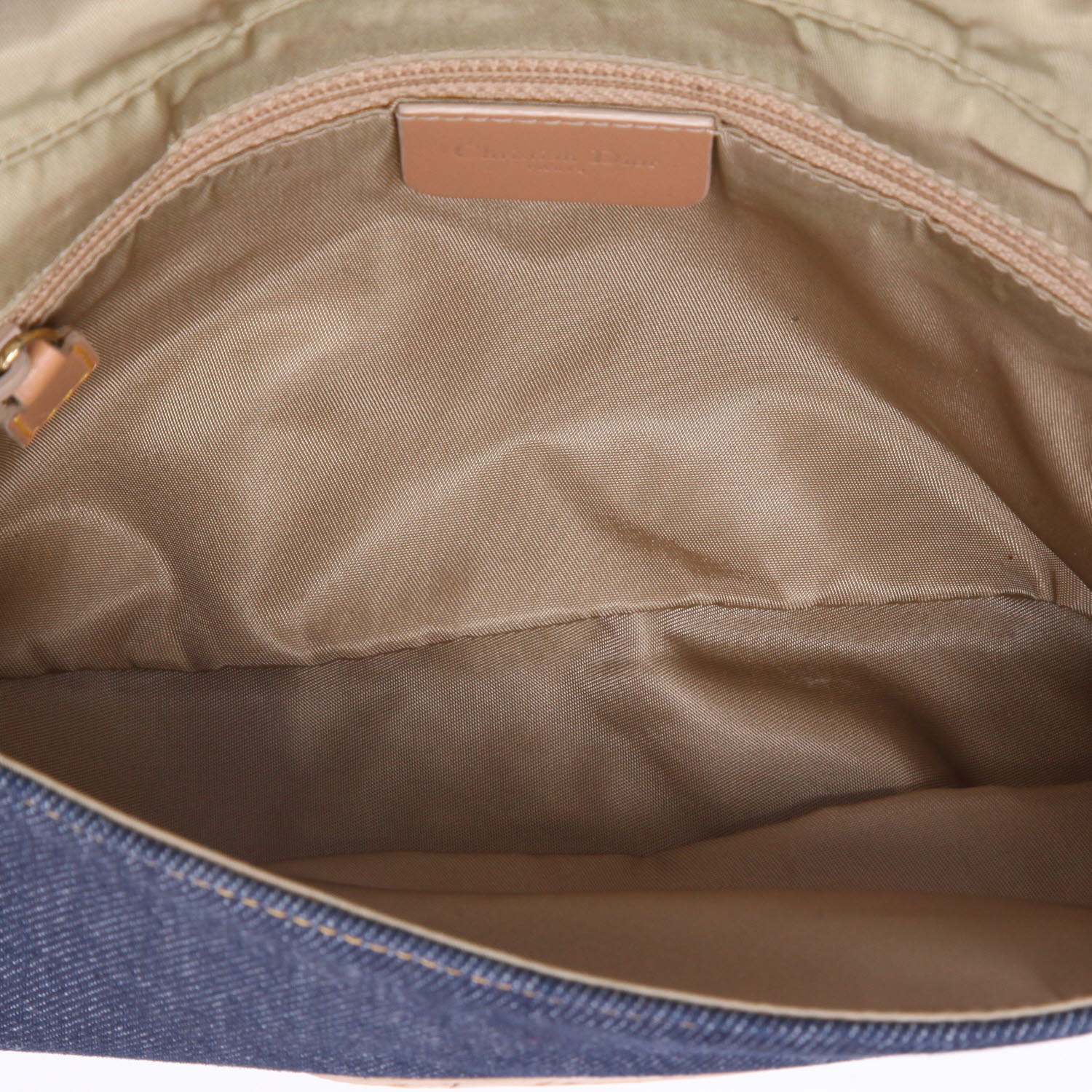 Bolso de mano Dior  Malice en lona denim azul y cuero marrón - Detail D3