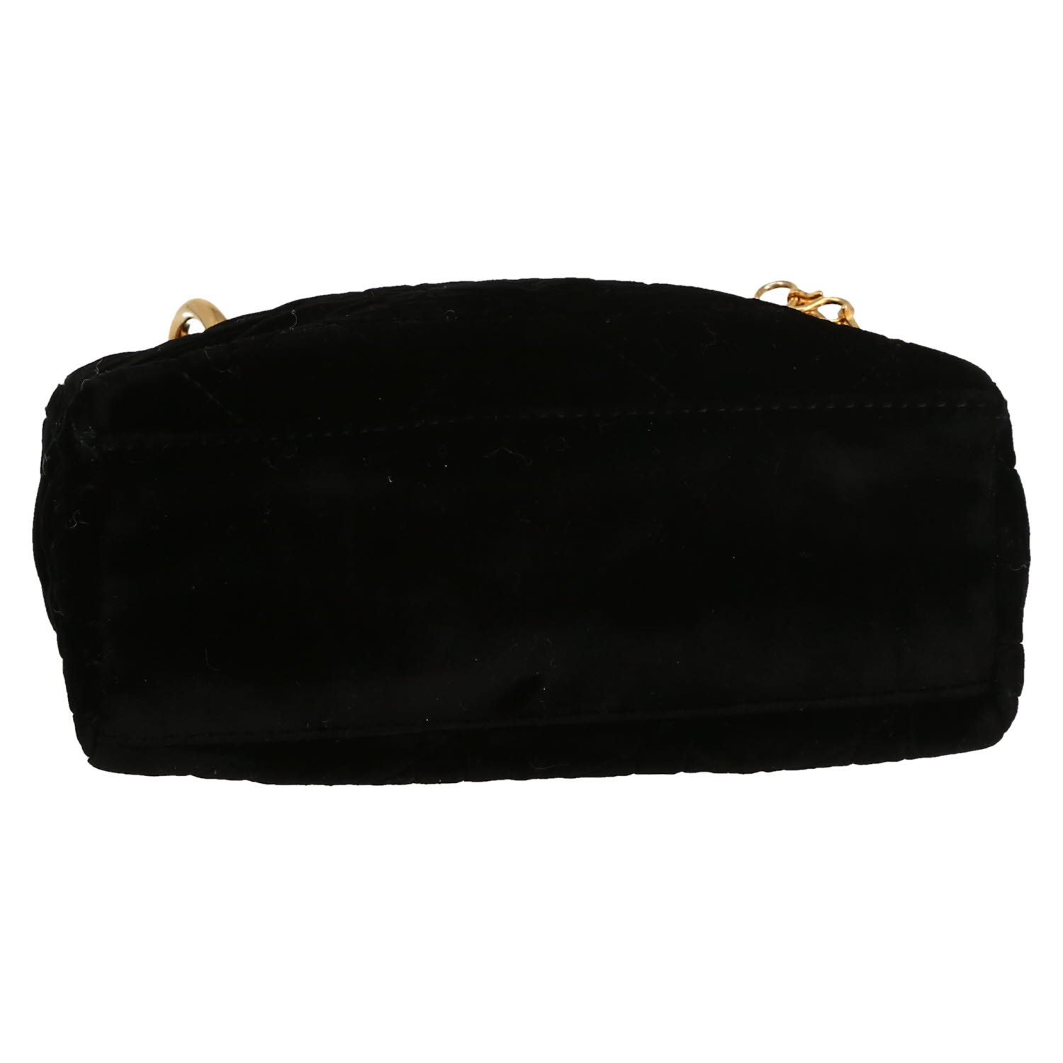 Bolso bandolera Dior  Mini Lady Dior en terciopelo negro y cuero negro - Detail D1