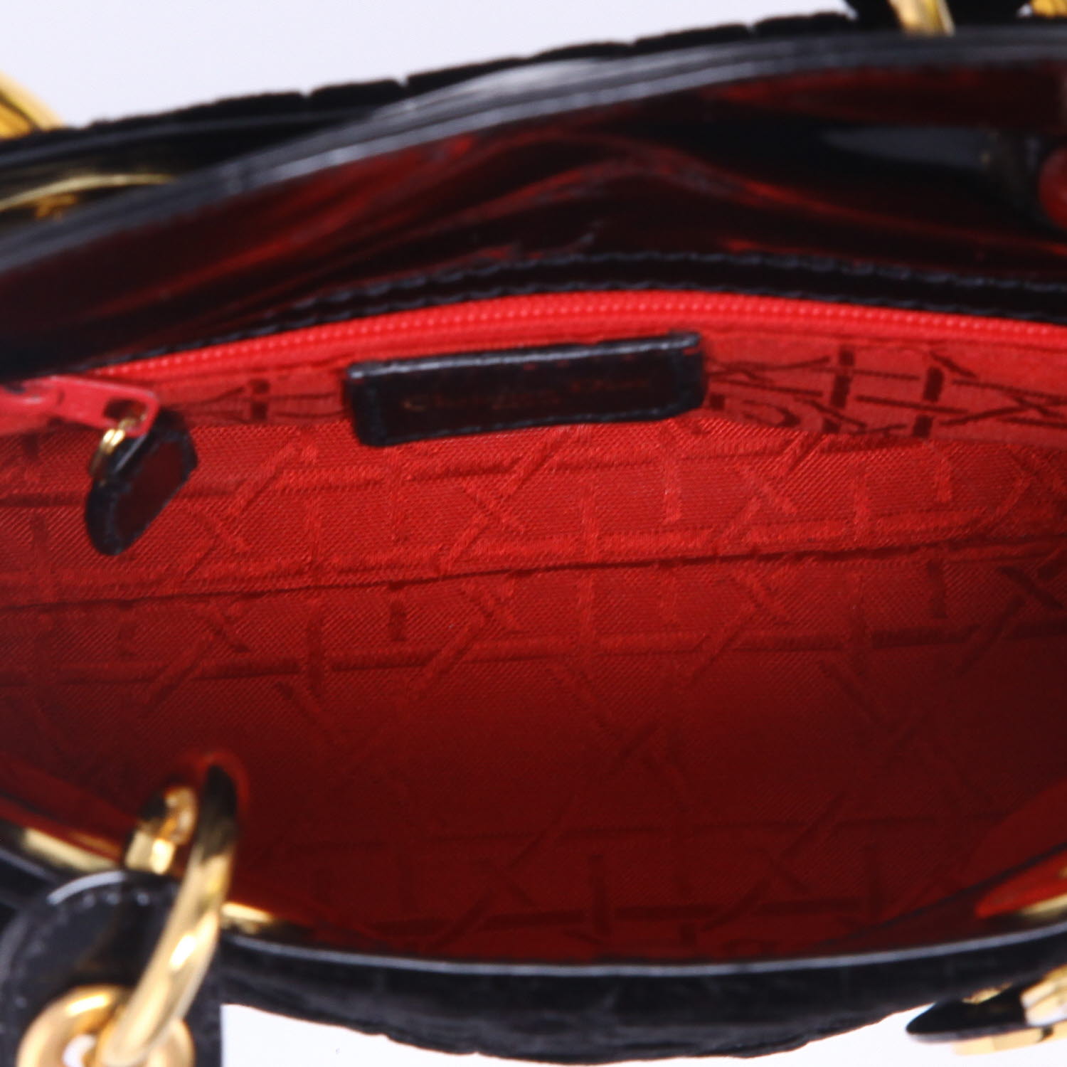 Borsa a tracolla Dior  Mini Lady Dior in velluto nero e pelle nera - Detail D3