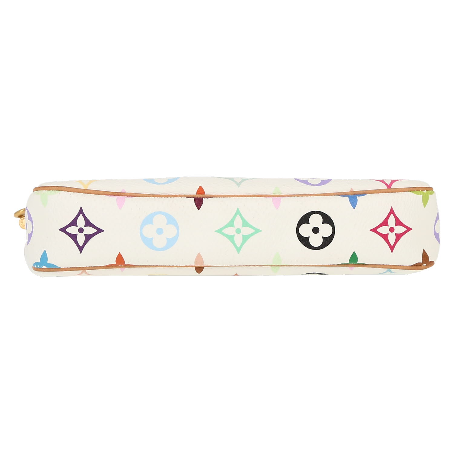 Louis Vuitton  Pochette accessoires pouch  in white multicolor  monogram canvas  and natural leather - Detail D1