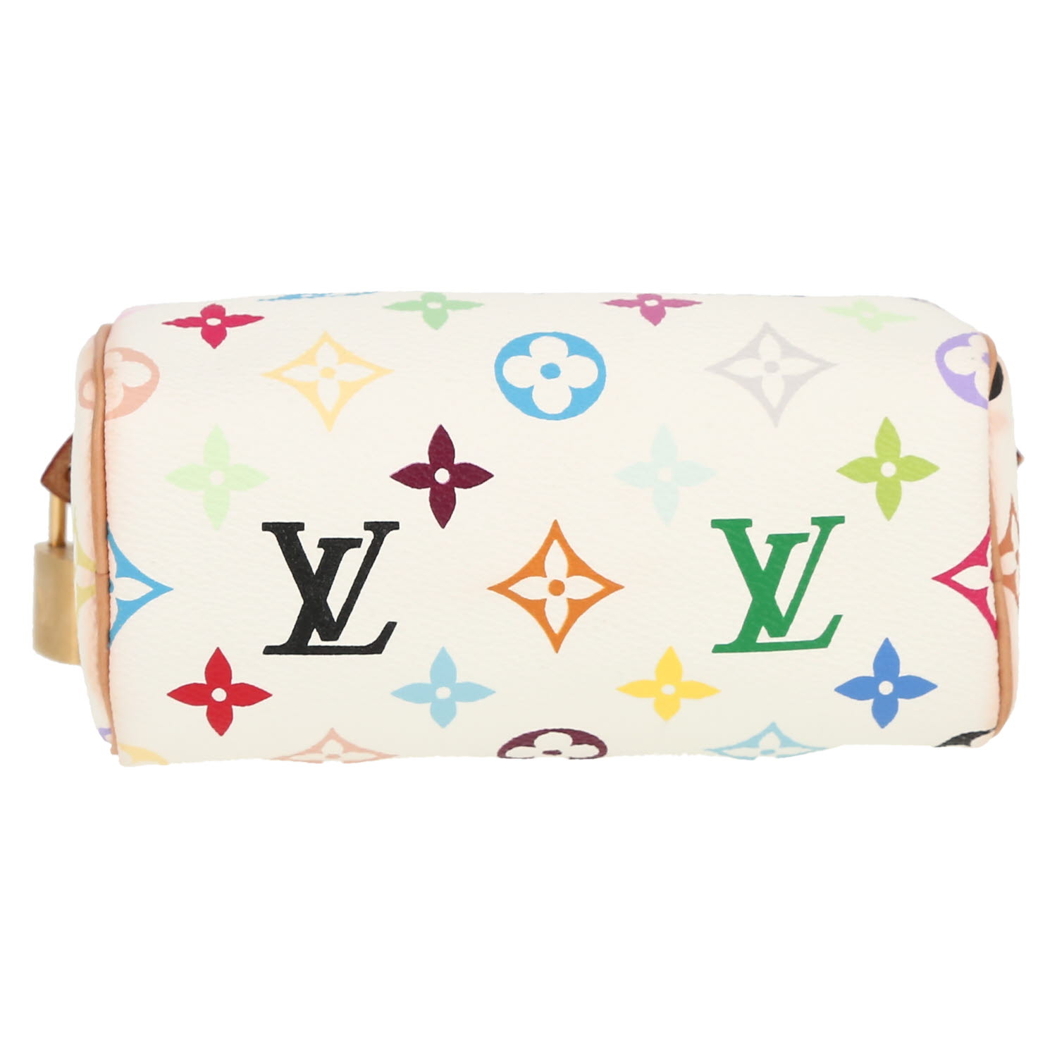 Louis Vuitton  Nano Speedy handbag  in multicolor monogram canvas  and natural leather - Detail D1