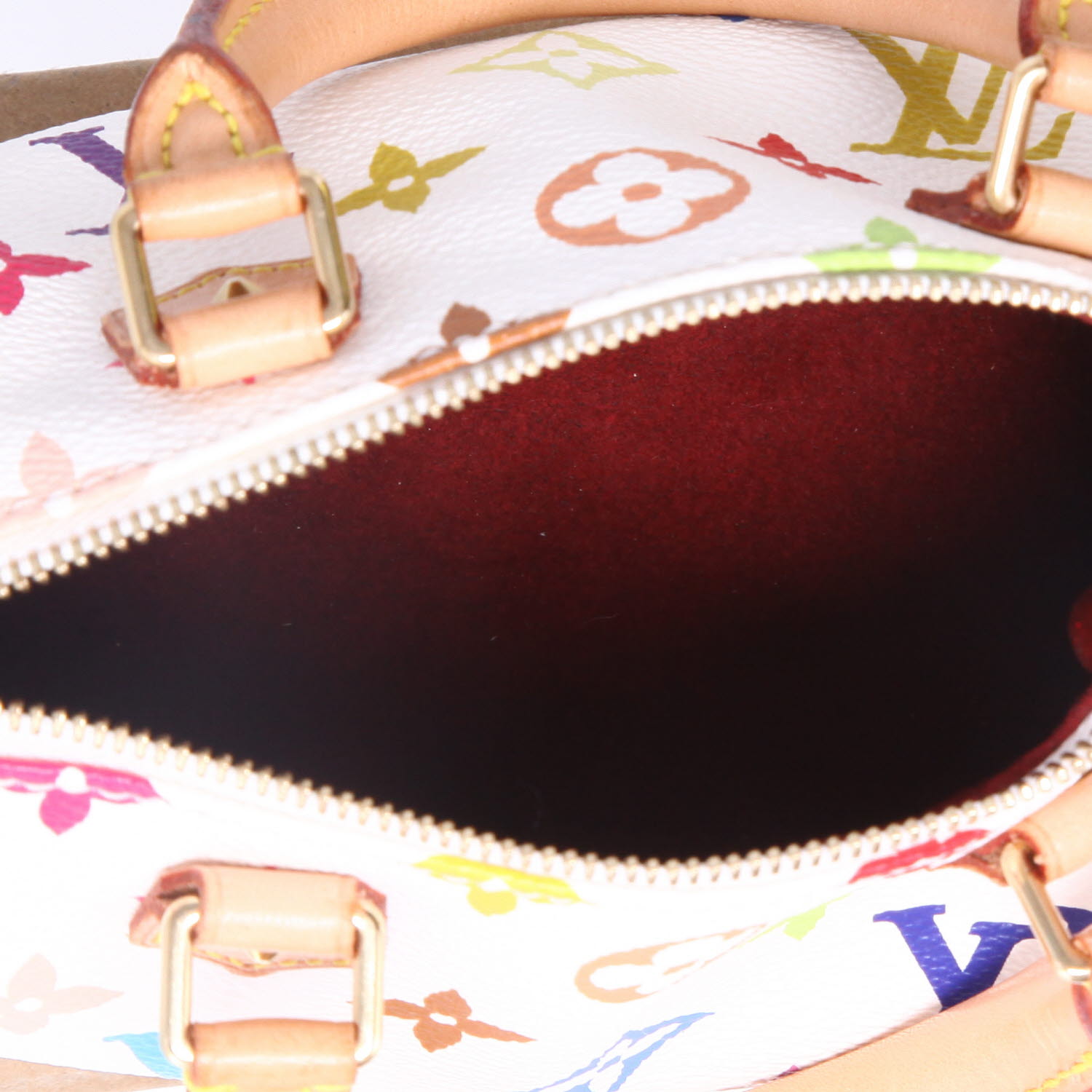 Bolso de mano Louis Vuitton  Nano Speedy en lona Monogram multicolor y cuero natural - Detail D3