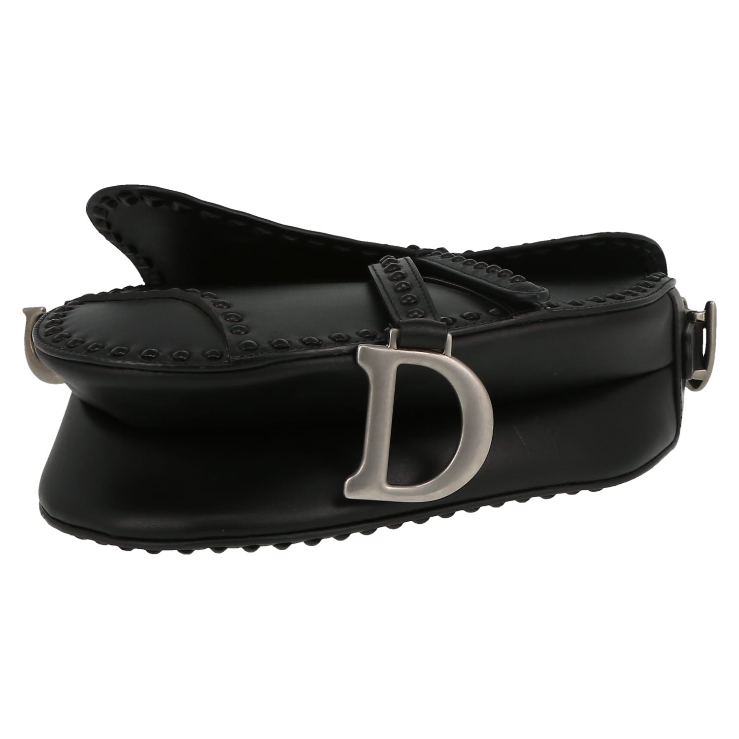 Dior  Saddle shoulder bag  in black leather - Detail D1