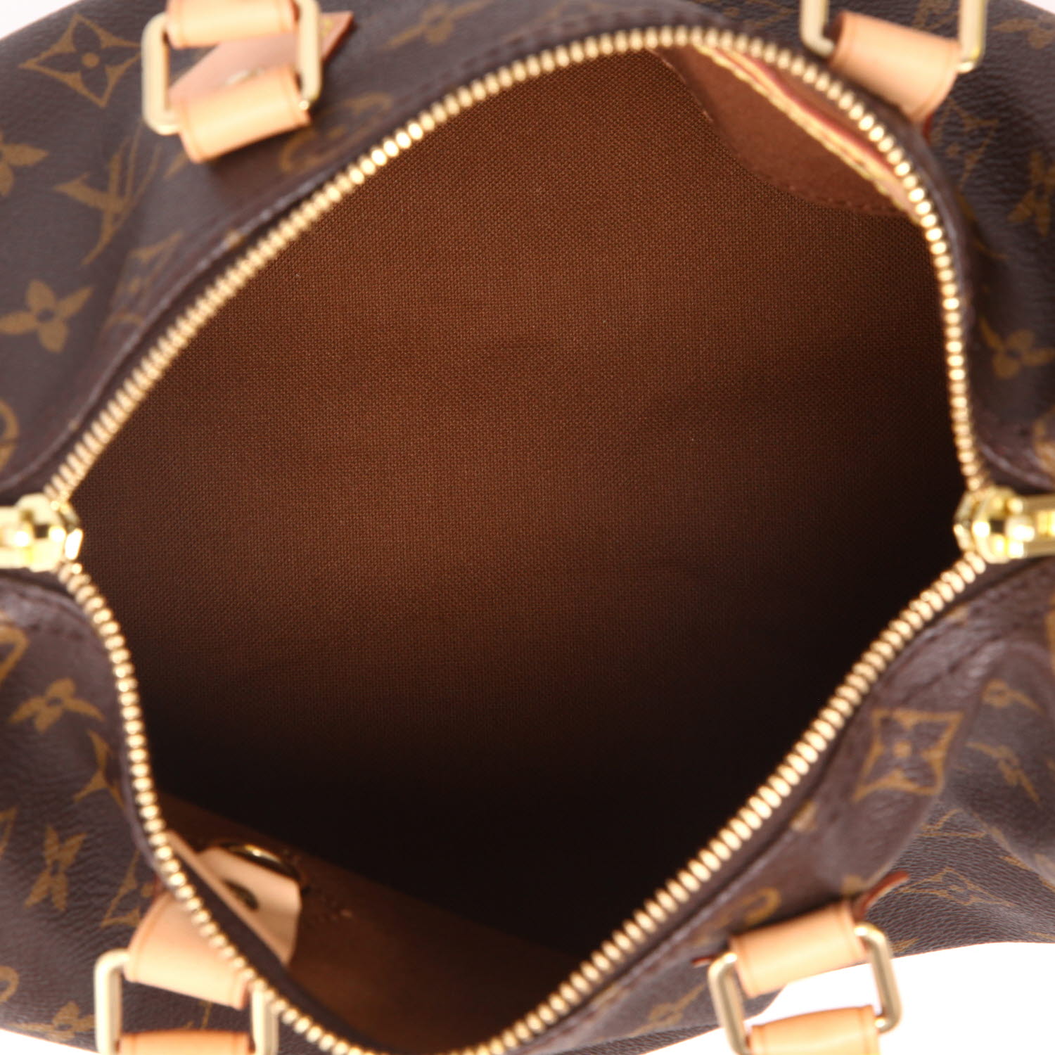 Bolso de mano Louis Vuitton  Speedy 25 en cuero monogram huella marrón y cuero natural - Detail D3