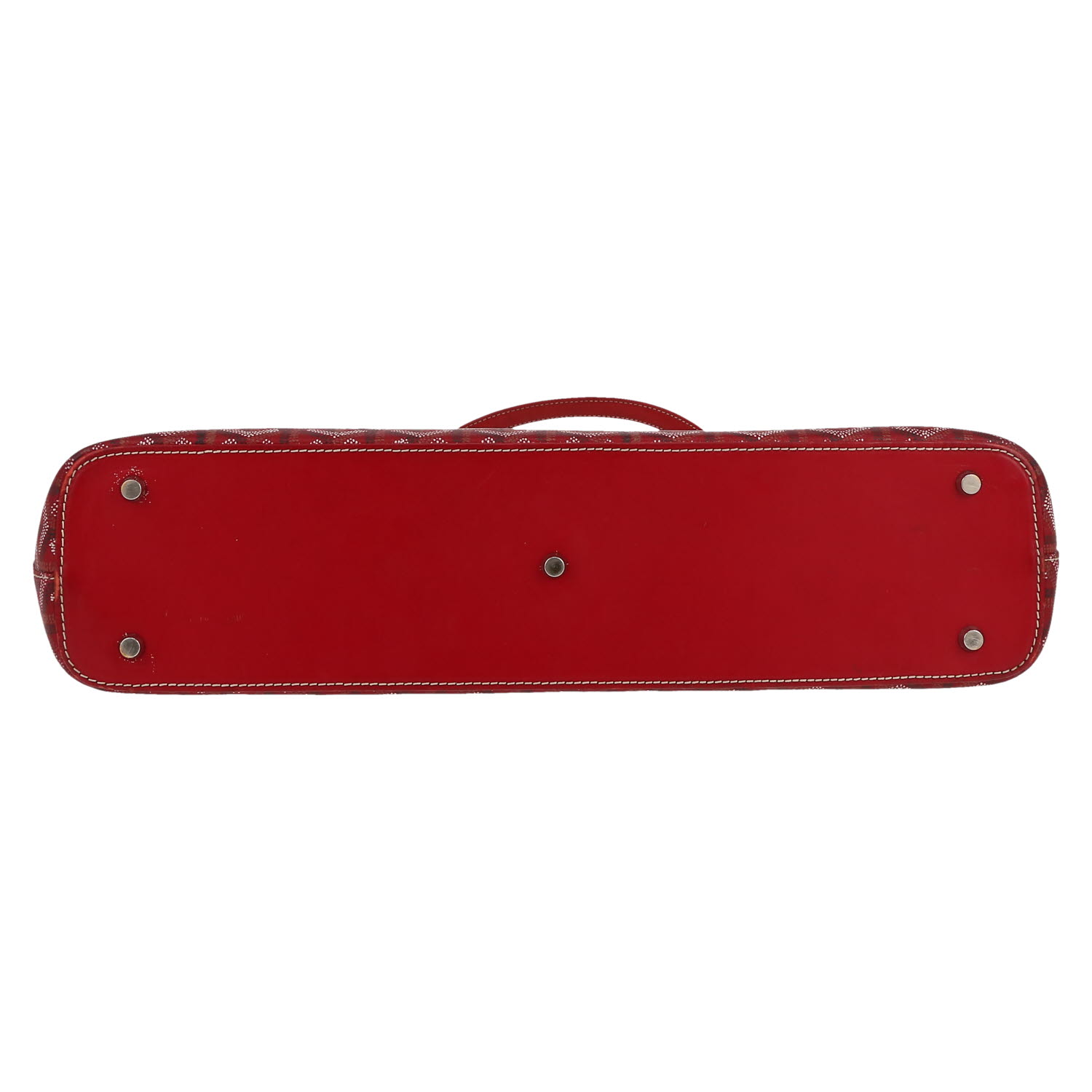 Goyard  Marie Galante bag worn on the shoulder or carried in the hand  in red Goyard canvas  and red leather - Detail D1