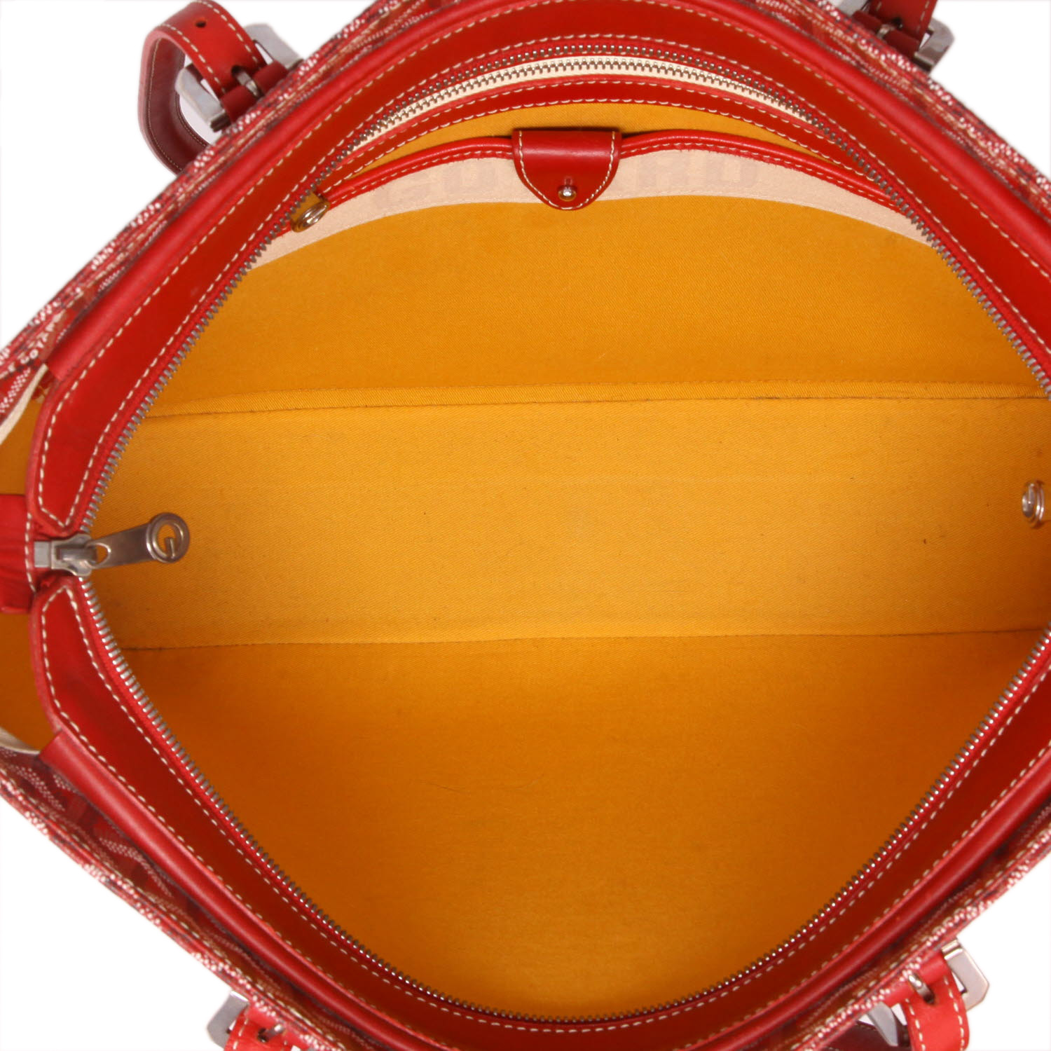 Sac porté épaule ou main Goyard  Marie Galante en toile Goyardine rouge et cuir rouge - Detail D3