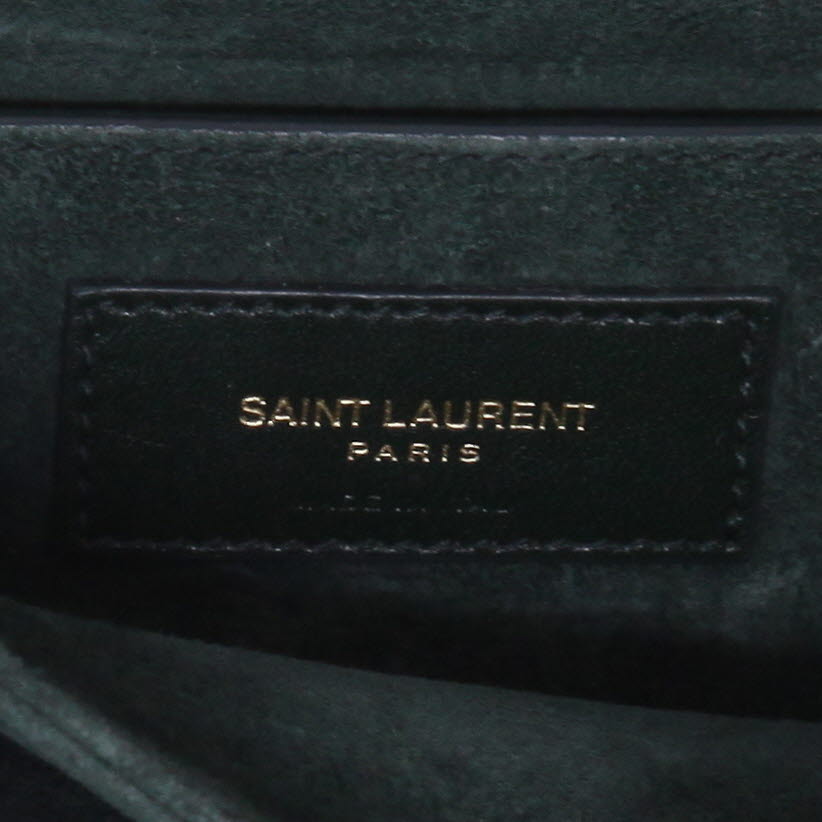 Saint Laurent  Bellechasse shoulder bag  in green leather  and green suede - Detail D2
