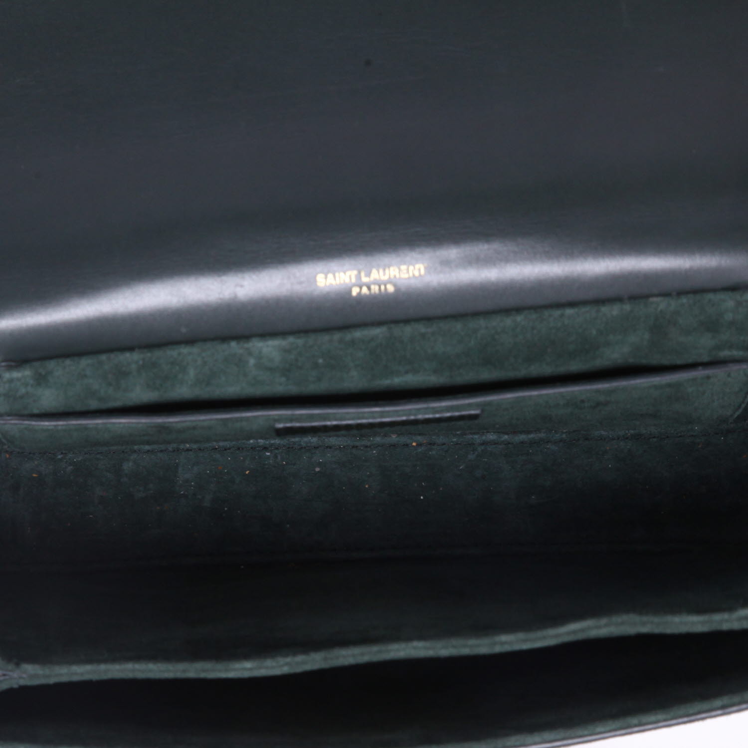 Sac bandoulière Saint Laurent  Bellechasse en cuir vert et daim vert - Detail D3