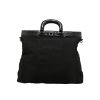 Prada   shopping bag  in black leather  and black canvas - 360 thumbnail
