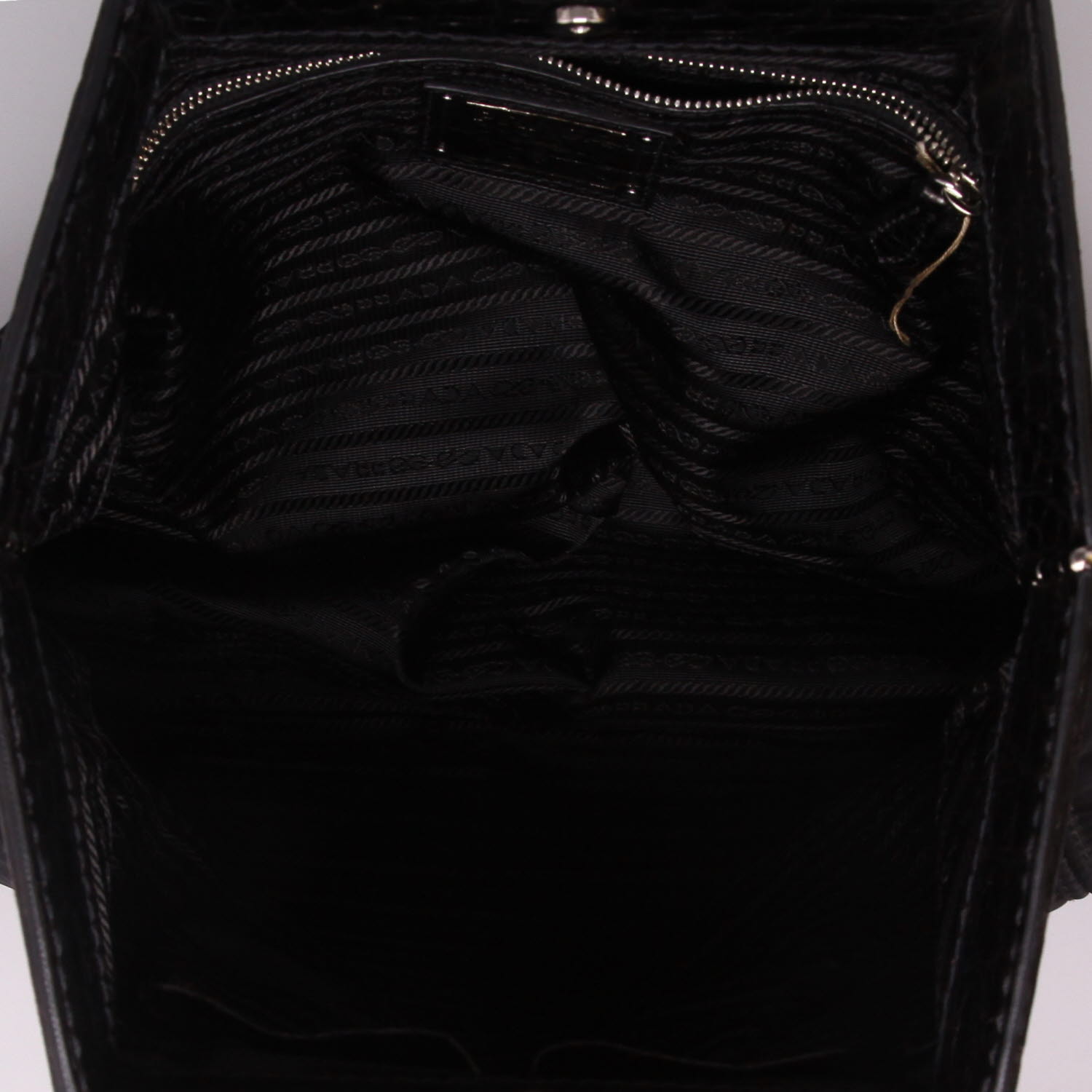 Shopping bag Prada   in pelle nera e tela nera - Detail D2