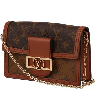 Borsa a tracolla Louis Vuitton  Dauphine mini  in tela monogram cerata e pelle marrone