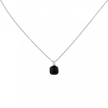 Collar Pomellato Capri de oro blanco, diamantes y ónix