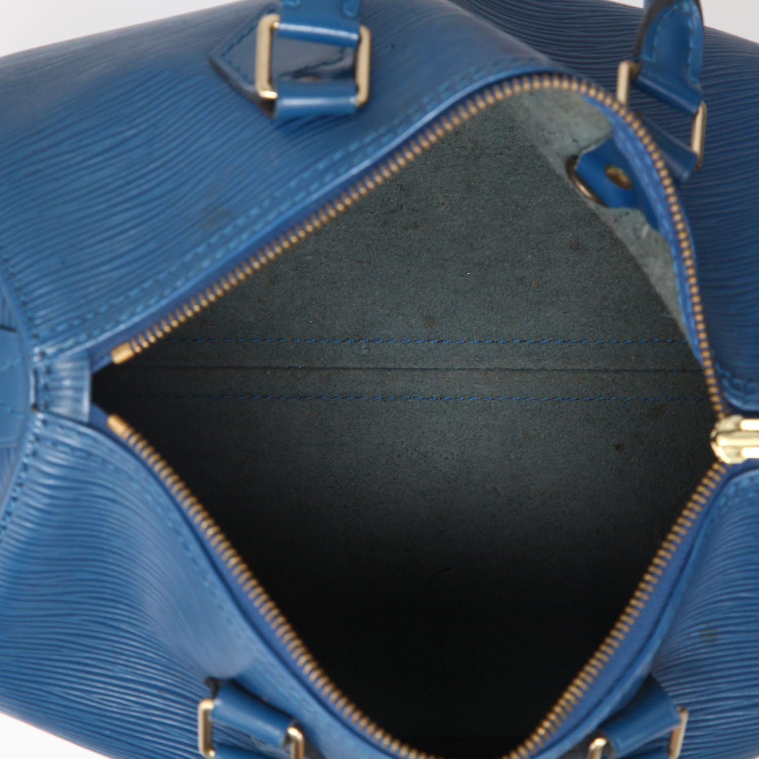 Louis Vuitton  Speedy 25 handbag  in blue epi leather - Detail D3