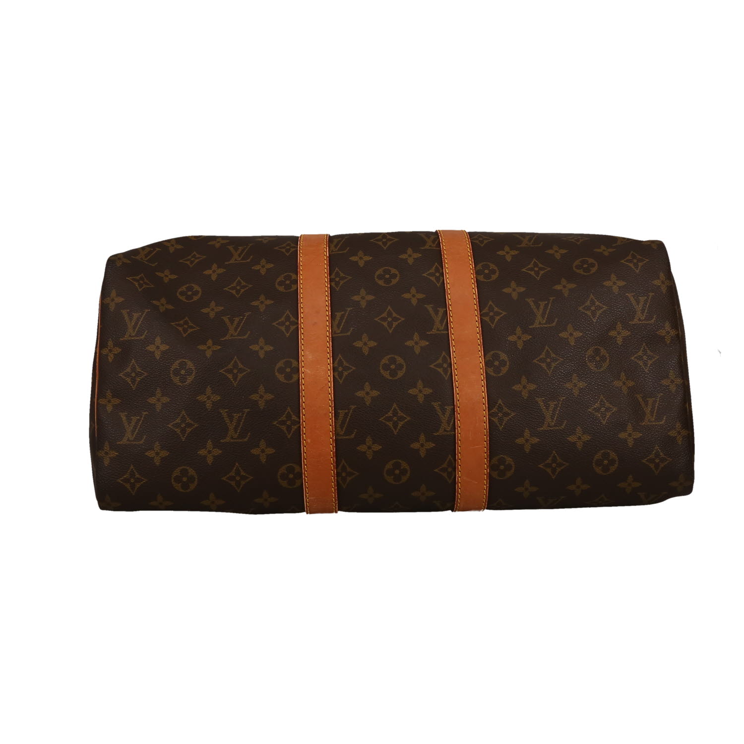 Sac de voyage Louis Vuitton  Keepall 45 en toile monogram marron et cuir naturel - Detail D1