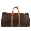 Bolsa de viaje Louis Vuitton  Keepall 55 en lona Monogram marrón y cuero natural - Detail D1 thumbnail
