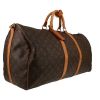 Borsa da viaggio Louis Vuitton  Keepall 55 in tela monogram marrone e pelle naturale - Detail D3 thumbnail
