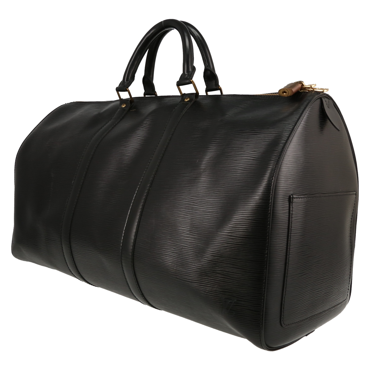 Louis Vuitton  Keepall 50 travel bag  in black epi leather - Detail D2