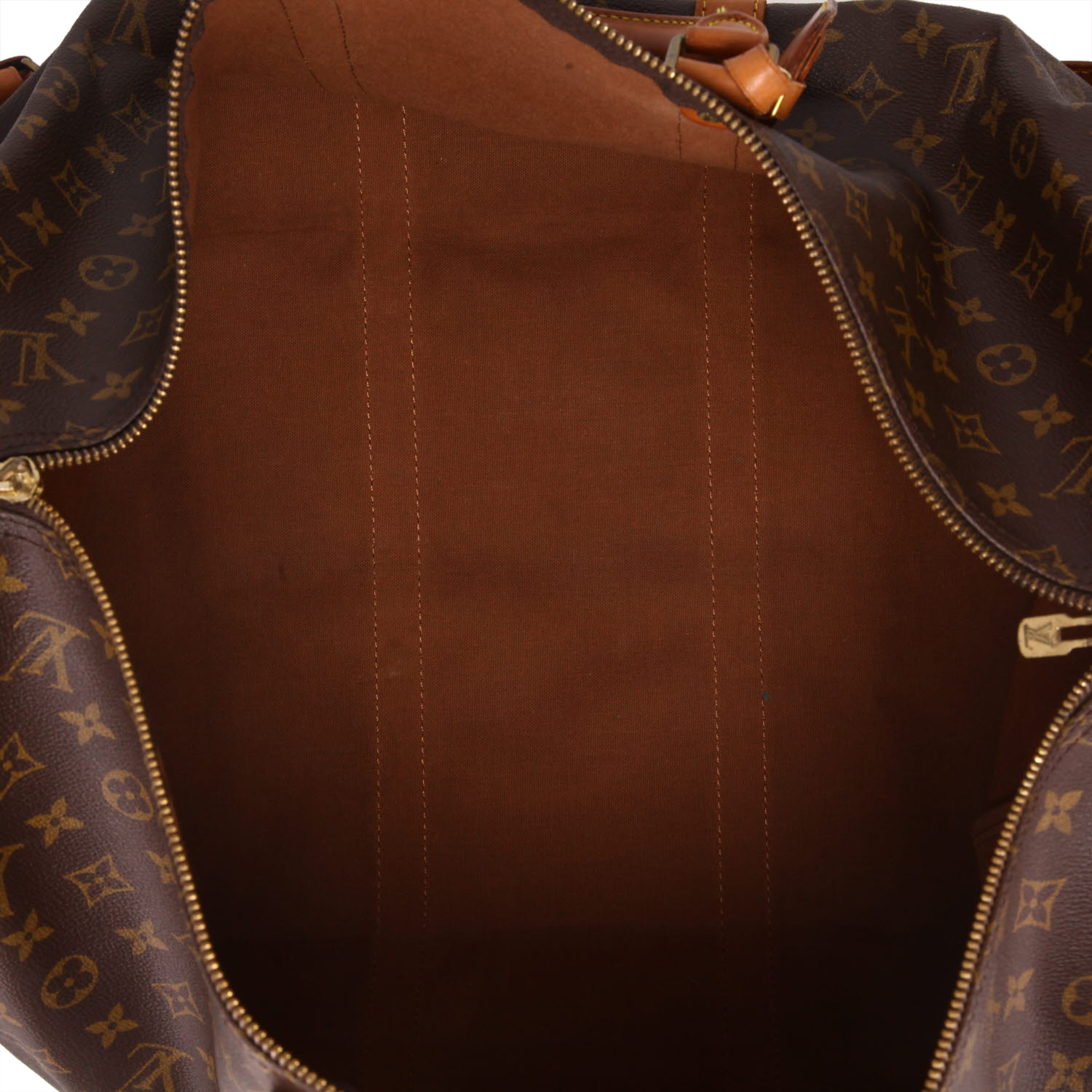 Louis Vuitton  Keepall 55 travel bag  in brown monogram canvas  and natural leather - Detail D7