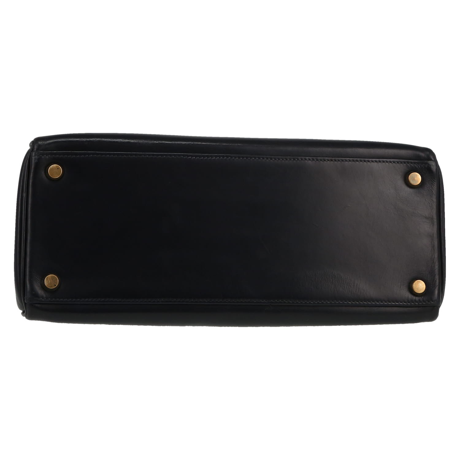 Hermès  Kelly 28 cm handbag  in navy blue box leather - Detail D1