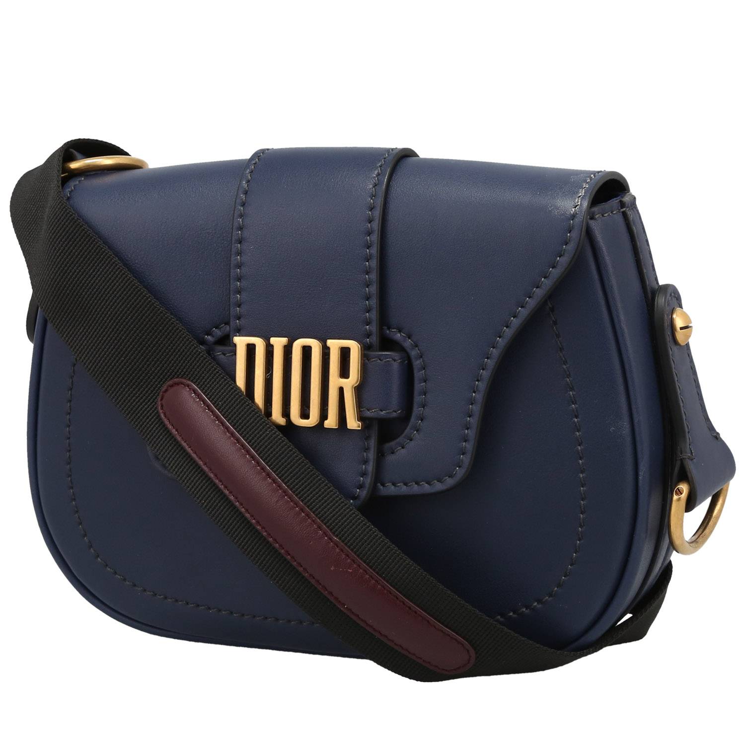 Dior D-Fence shoulder bag in navy blue smooth leather
